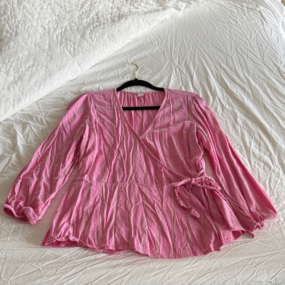 Old Navy Pink V-Neck Wrap Blouse